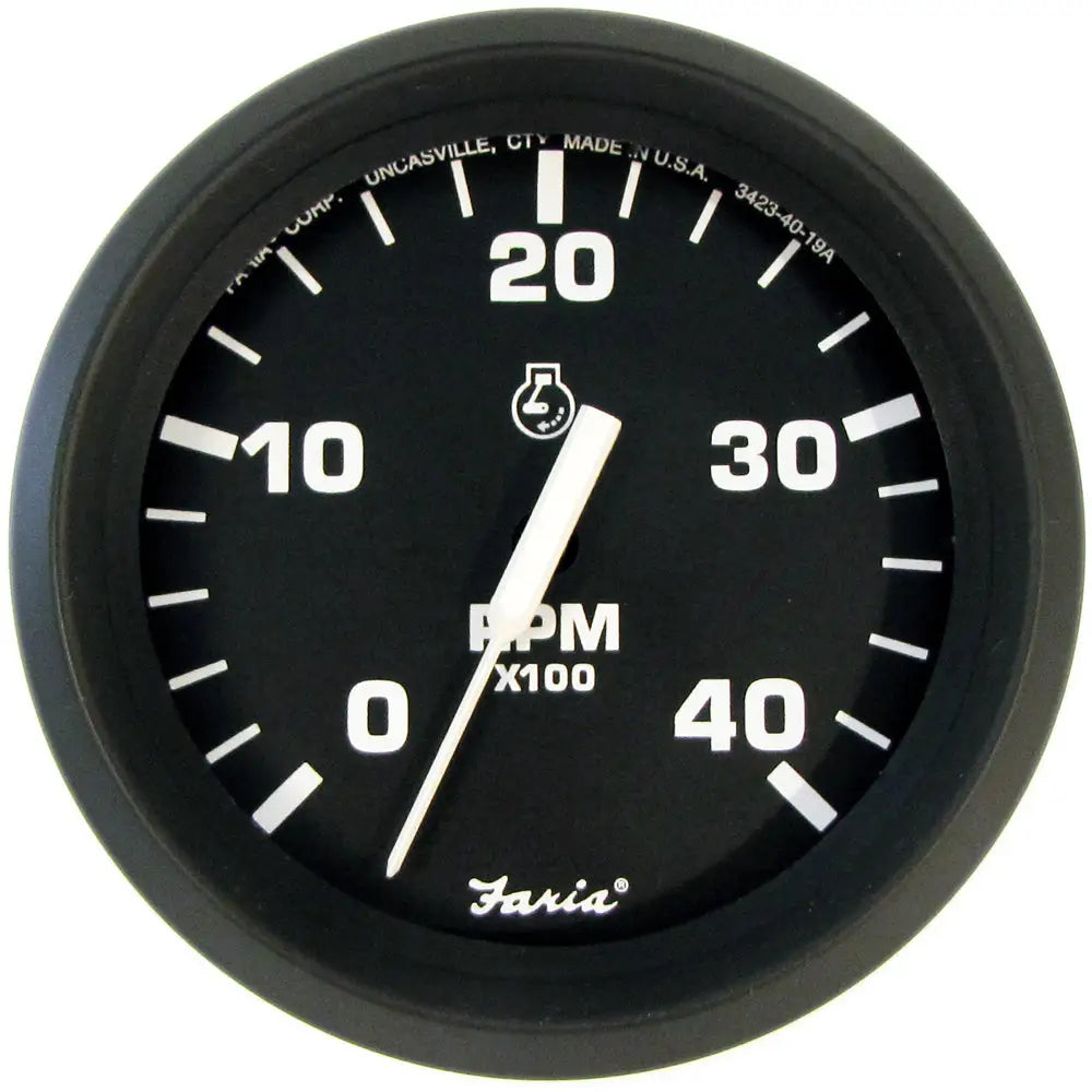 Faria Euro Black 4’’ Tachometer - 4000 RPM (Diesel) (Mechanical Takeoff) [32842] - Gauges