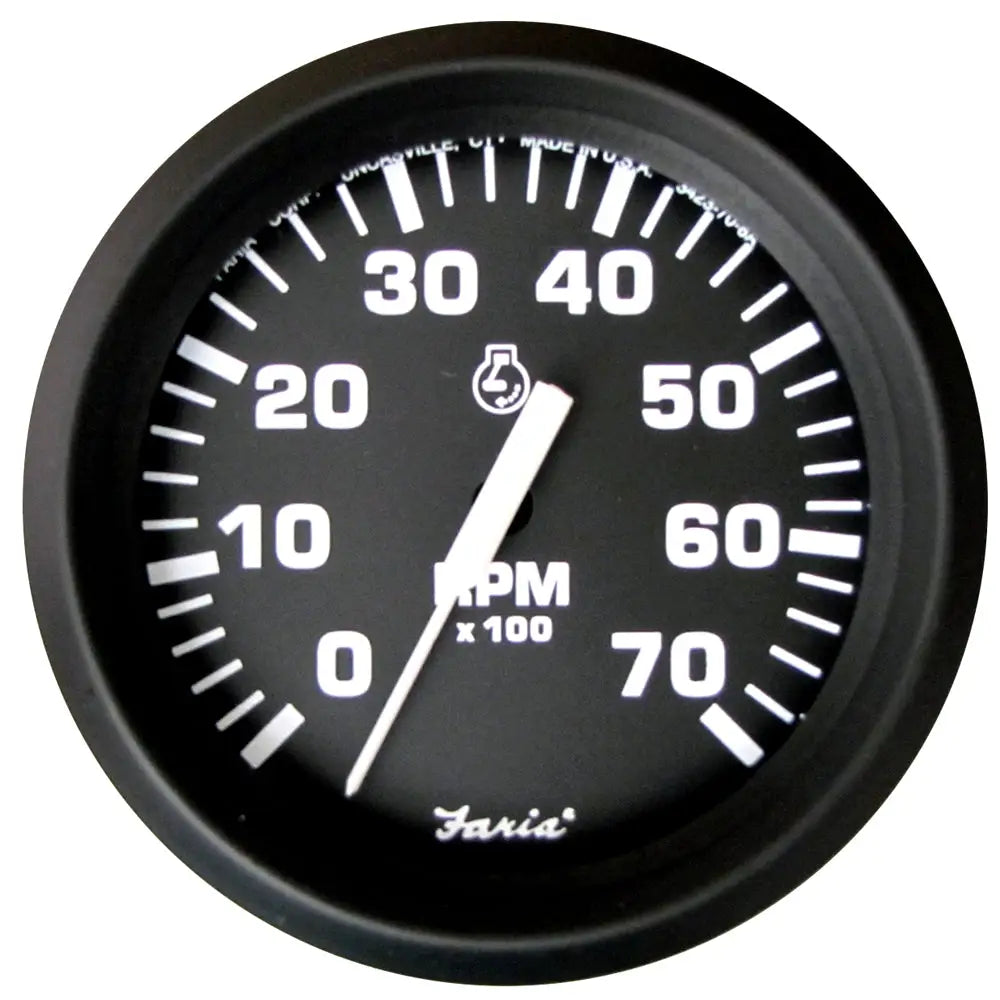 Faria Euro Black 4’’ Tachometer - 7,000 RPM (Gas - All Outboard) [32805] - Gauges