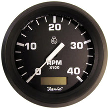 Faria Euro Black 4’’ Tachometer w/Hourmeter (4000 RPM) (Diesel)(Mech. Takeoff Var. Ratio Alt.) [32834] - Gauges
