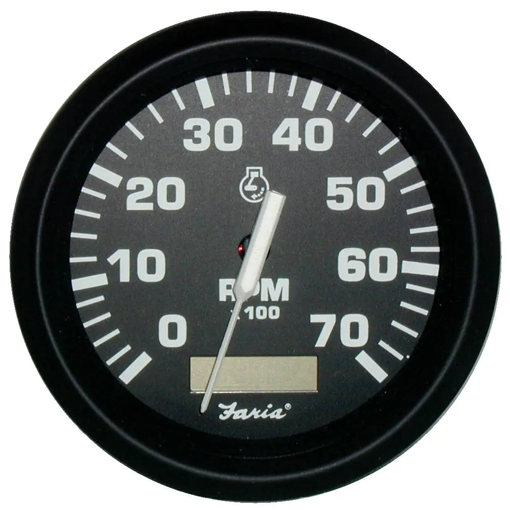 Faria Euro Black 4’’ Tachometer w/Hourmeter - 7,000 RPM (Gas - Outboard) [32840] - Gauges