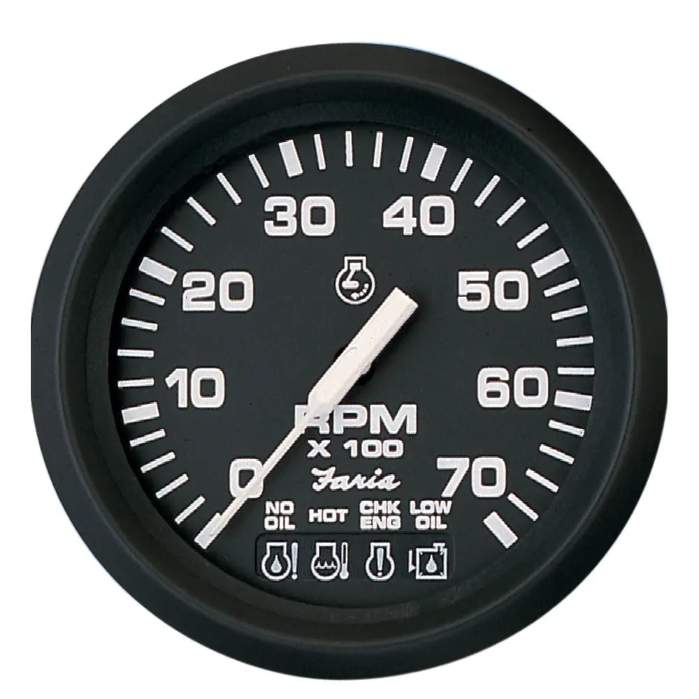 Faria Euro Black 4’’ Tachometer w/Systemcheck 7000 RPM (Gas) f/ Johnson / Evinrude Outboard) [32850] - Gauges