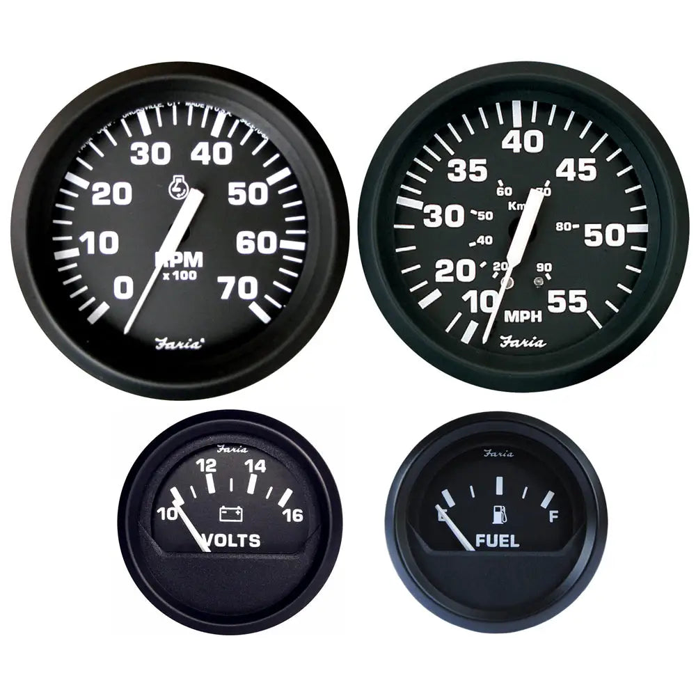 Faria Euro Black Boxed Set - Outboard Motors [KT9796] - Gauges