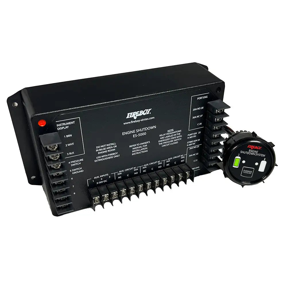 Fireboy-Xintex Engine Shutdown - 5 Circuit w/20A Relays - Round Display [ES-5000-01] - Fume Detectors