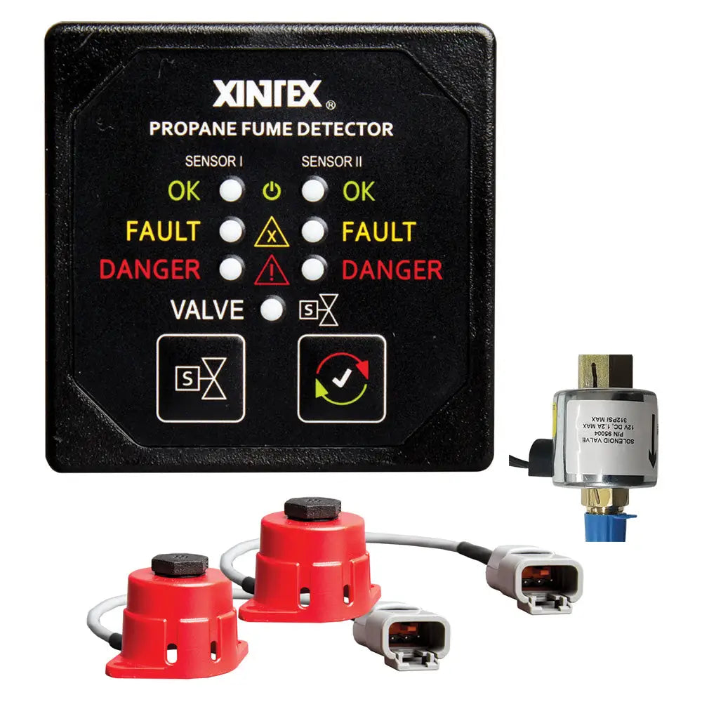 Fireboy-Xintex Propane Fume Detector 2 Channel 2 Sensors Solenoid Valve Control 20 Cable - 24V DC [P-2BS-24-R] - Fume