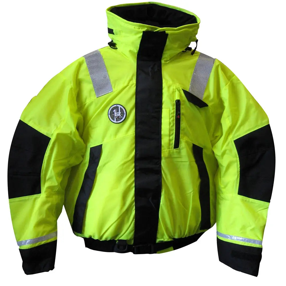 First Watch AB-1100 Flotation Bomber Jacket - Hi-Vis Yellow/Black - Small [AB-1100-HV-S] - Flotation Coats/Pants