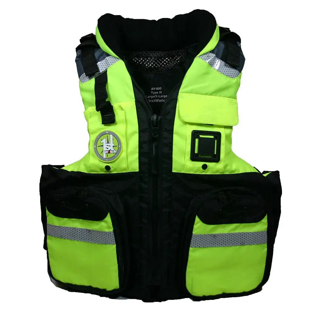 First Watch AV-800 Four Pocket Flotation Vest - Hi-Vis Yellow - Large to XL [AV-800-HV-L/XL] - Personal Flotation