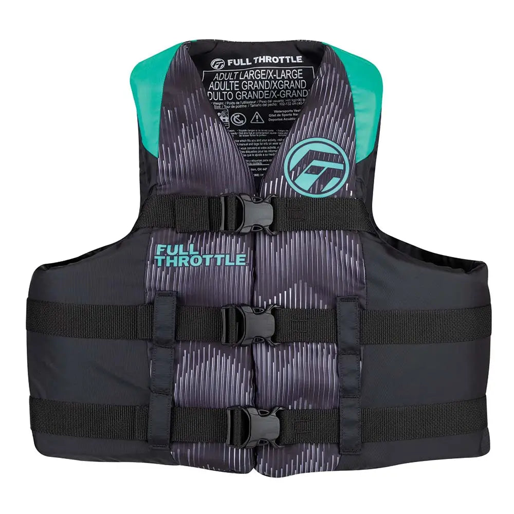 Full Throttle Adult Nylon Life Jacket - L/XL - Aqua/Black [112200-505-050-22] - Life Vests
