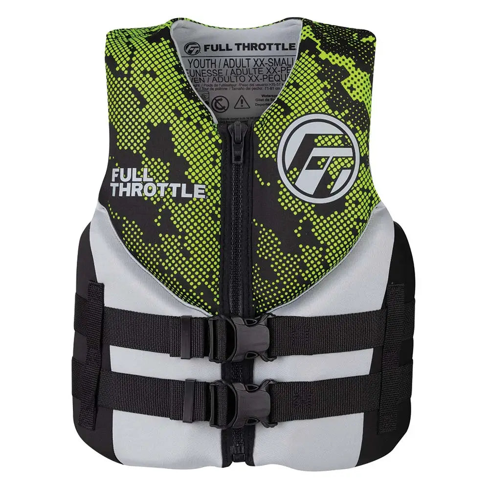 Full Throttle Junior Hinged Neoprene Life Jacket - Green [142400-400-009-22] - Life Vests