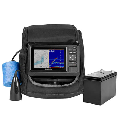 Garmin ECHOMAP UHD2 Keyed 5’’ cv Ice Fishing Bundle w/ECHOMAP UHD2 53cv Dual Beam-IF Transducer [010-02590-35] - Ice