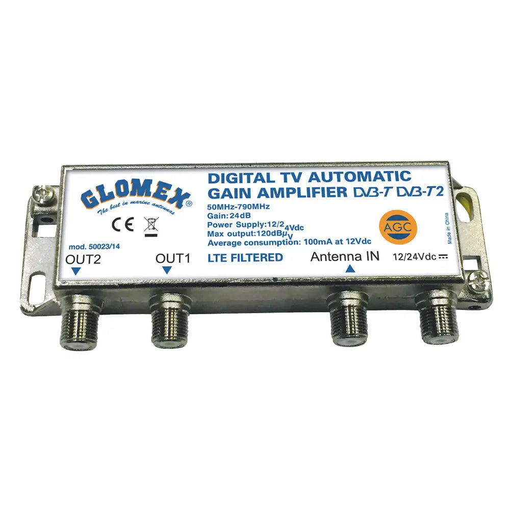 Glomex Auto Gain Control Amp - 12/24VDC f/2 TV Outputs [50023/14] - Antenna Mounts & Accessories