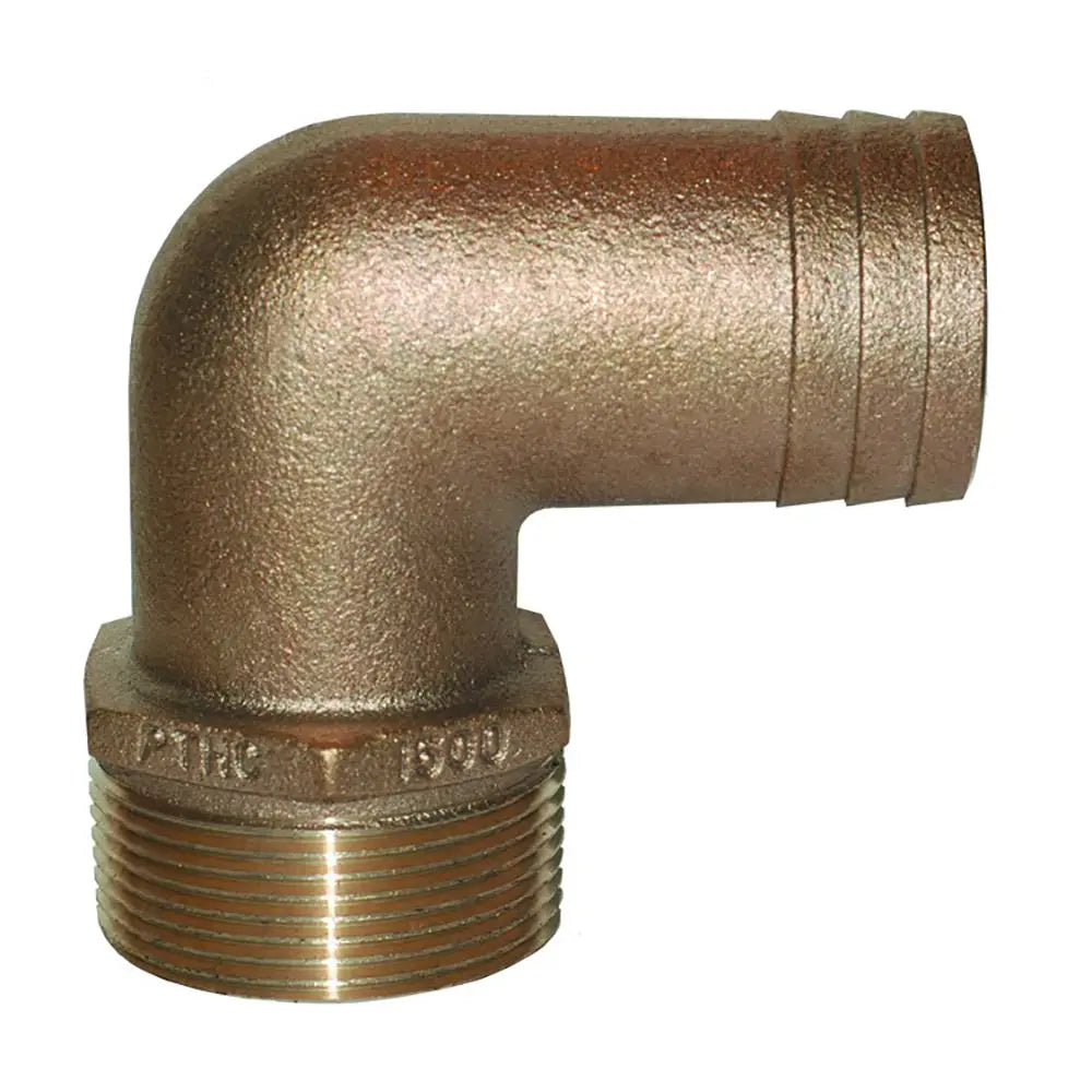 GROCO 1-1/4’’ NPT x 1-1/8’’ ID Bronze 90 Degree Pipe to Hose Fitting Standard Flow Elbow [PTHC-1125] - Fittings