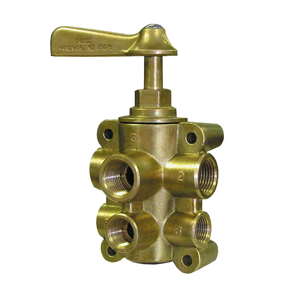GROCO 6-Port NPT Bronze Fuel Valve 1/2’’ Main - 3/8’’ Return [FV-65038] - Fittings