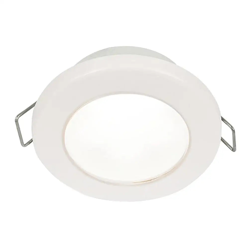Hella Marine EuroLED 75 3’’ Round Spring Mount Down Light - White LED - White Plastic Rim - 12V [958110511] - Dome/Down