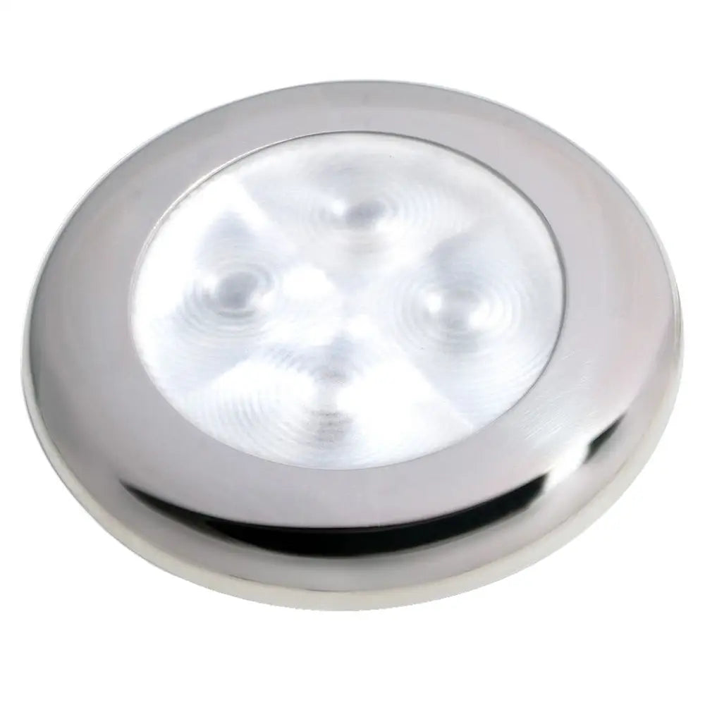 Hella Marine Slim Line LED ’Enhanced Brightness’ Round Courtesy Lamp - White LED - Stainless Steel Bezel - 12V