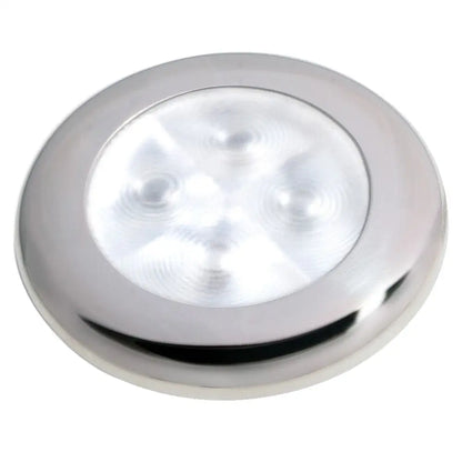 Hella Marine Slim Line LED ’Enhanced Brightness’ Round Courtesy Lamp - White LED - Stainless Steel Bezel - 12V
