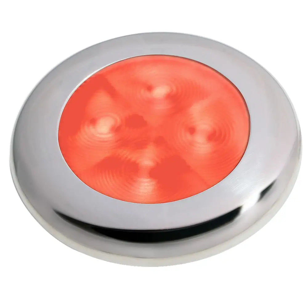 Hella Marine Slim Line LED ’Enhanced Brightness’ Round Courtesy Lamp - Red LED - Stainless Steel Bezel - 12V