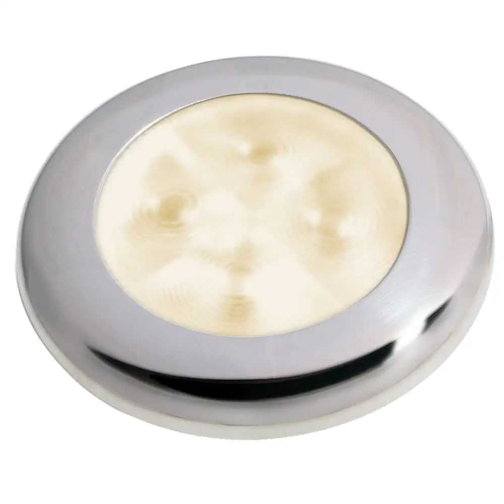 Hella Marine Slim Line LED ’Enhanced Brightness’ Round Courtesy Lamp - Warm White LED - Stainless Steel Bezel - 12V