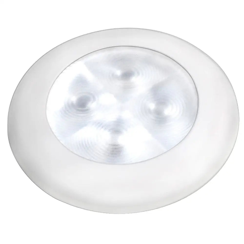 Hella Marine Slim Line LED ’Enhanced Brightness’ Round Courtesy Lamp - White LED - White Plastic Bezel - 12V