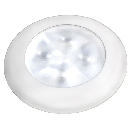 Hella Marine Slim Line LED ’Enhanced Brightness’ Round Courtesy Lamp - White LED - White Plastic Bezel - 12V