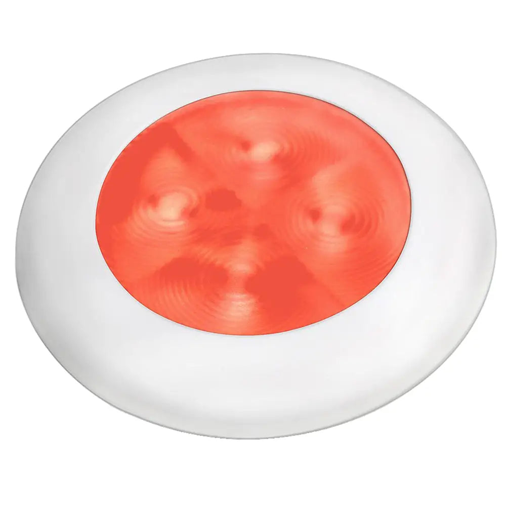 Hella Marine Slim Line LED ’Enhanced Brightness’ Round Courtesy Lamp - Red LED - White Plastic Bezel - 12V [980507241]