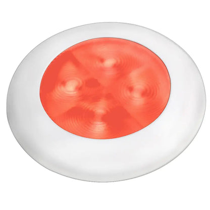 Hella Marine Slim Line LED ’Enhanced Brightness’ Round Courtesy Lamp - Red LED - White Plastic Bezel - 12V [980507241]