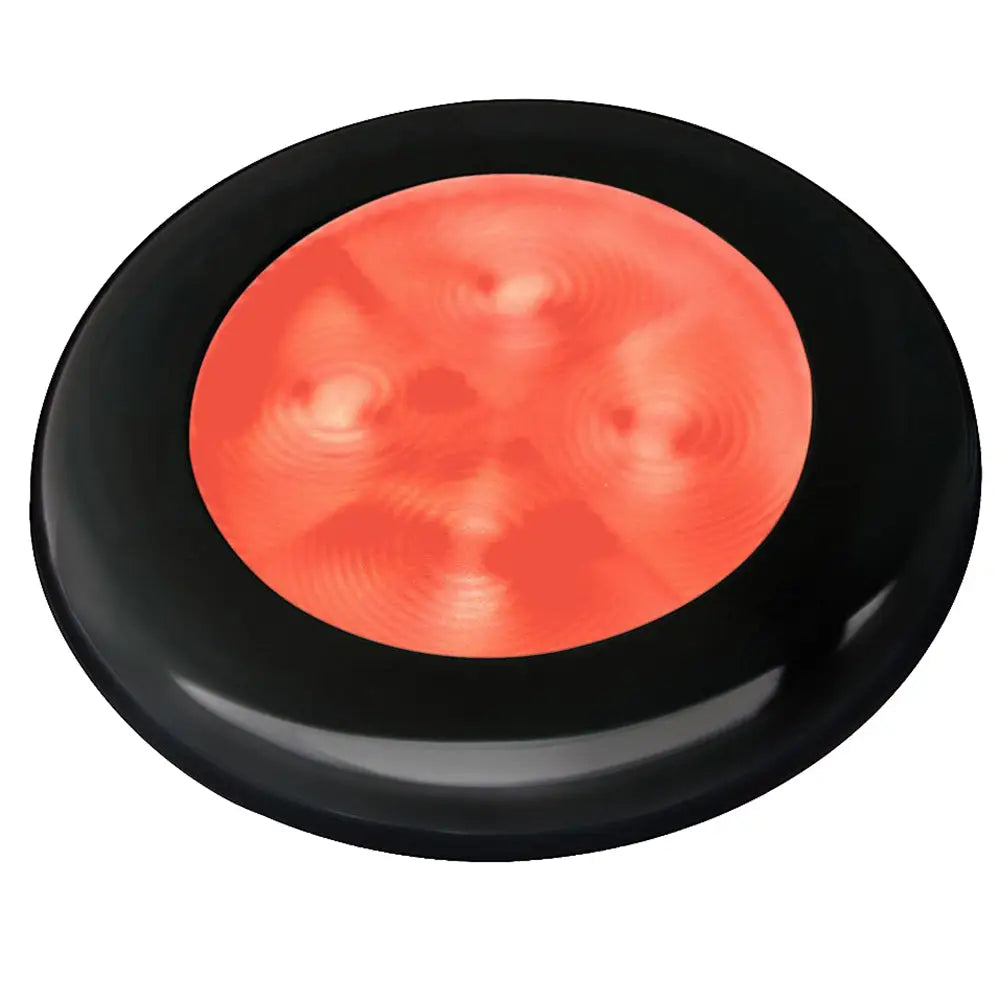 Hella Marine Slim Line LED ’Enhanced Brightness’ Round Courtesy Lamp - Red LED - Black Plastic Bezel - 12V [980507251]