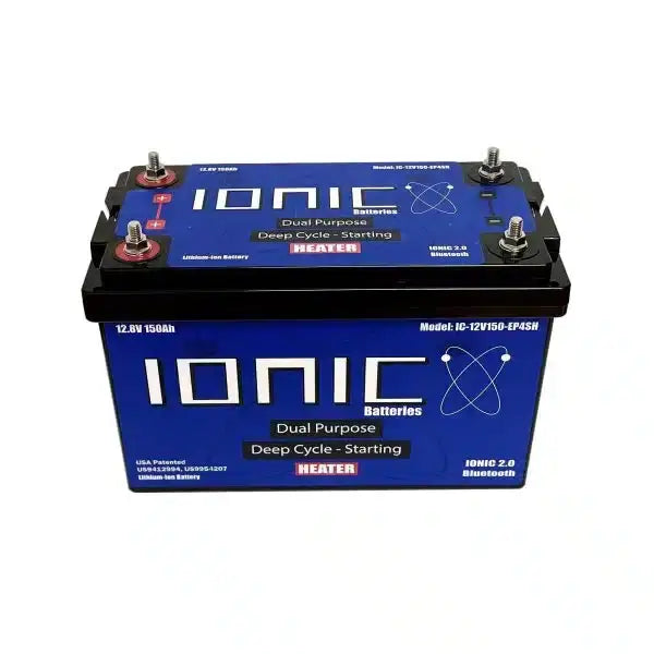 Ionic Lithium 12V 150Ah | Dual Purpose Starter Battery 1600 CA + LiFePO4 Deep Cycle + Heater