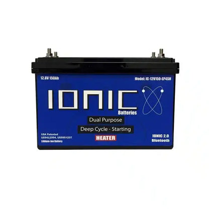 Ionic Lithium 12V 150Ah | Dual Purpose Starter Battery 1600 CA + LiFePO4 Deep Cycle + Heater