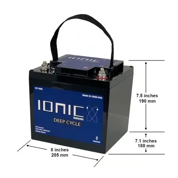 Ionic Lithium 12V 60Ah | LiFePO4 Deep Cycle Trolling Motor Battery + Bluetooth