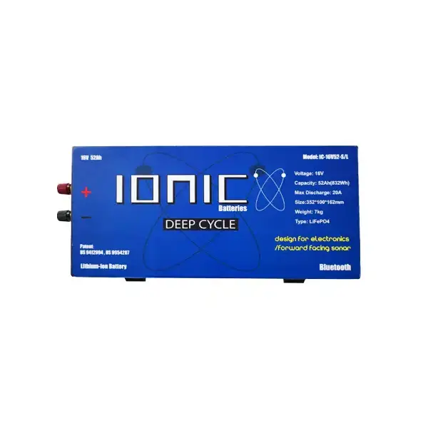 Ionic Lithium 16V 52Ah | Marine Electronics/Sonar LiFePO4 Battery + Charger