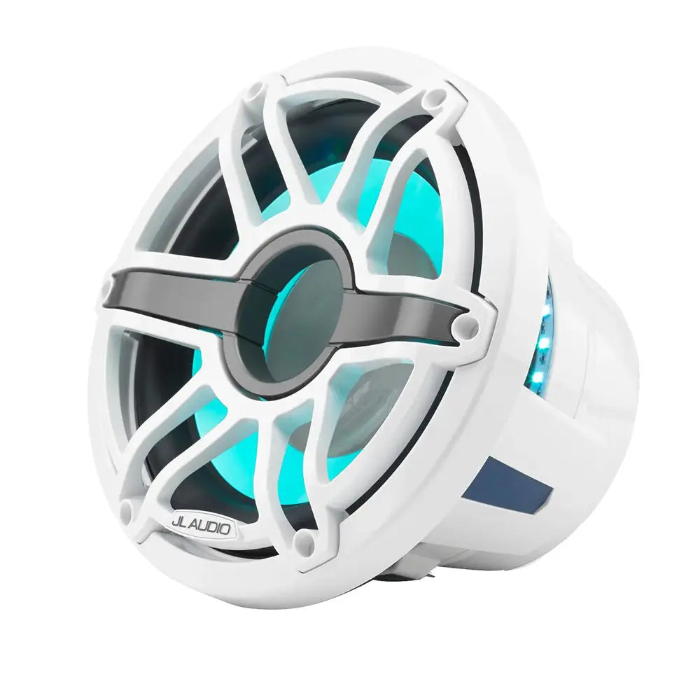 JL Audio M6 10’’ Marine Subwoofer w/Gloss White Sport Grille Transflective LED Lighting - M6-10W-S-GwGw-i-4