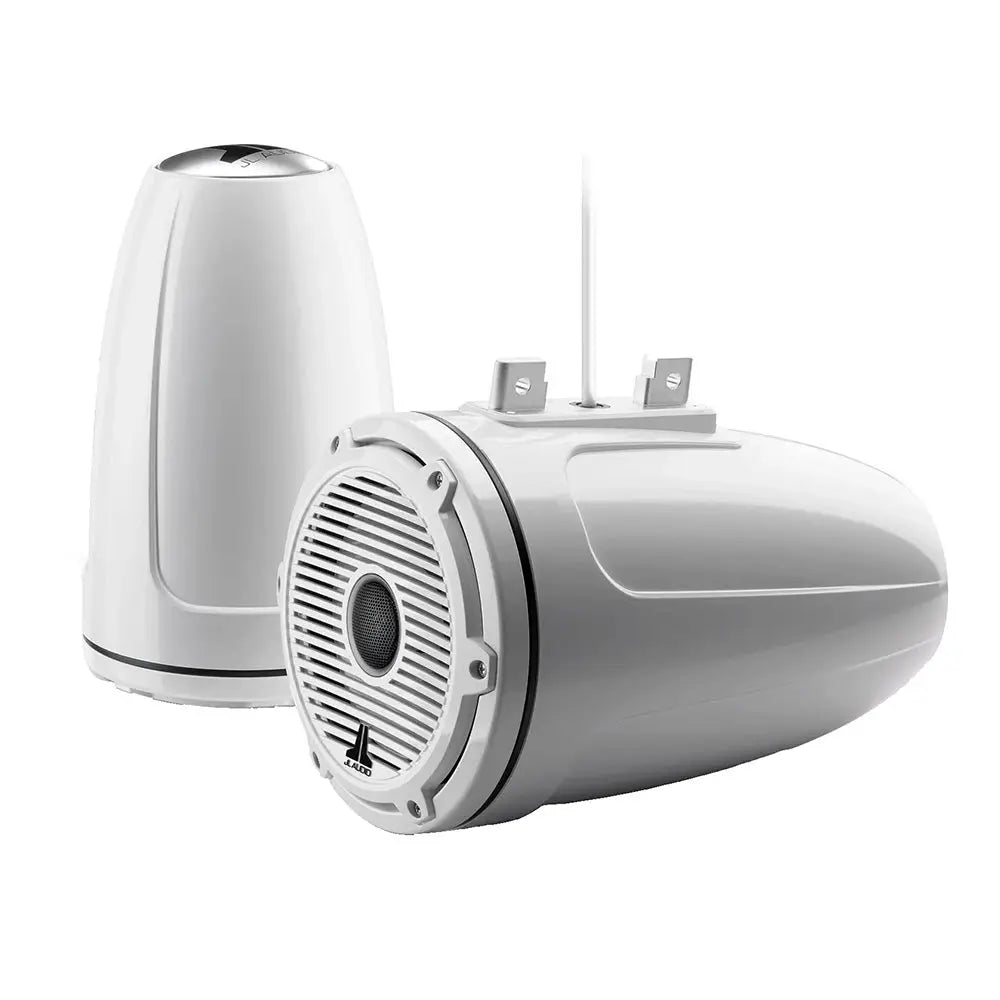 JL Audio M6 Series 7.7’’ Enclosed Tower Coaxial System w/Gloss White Classic Grille Black Tweeter Mesh