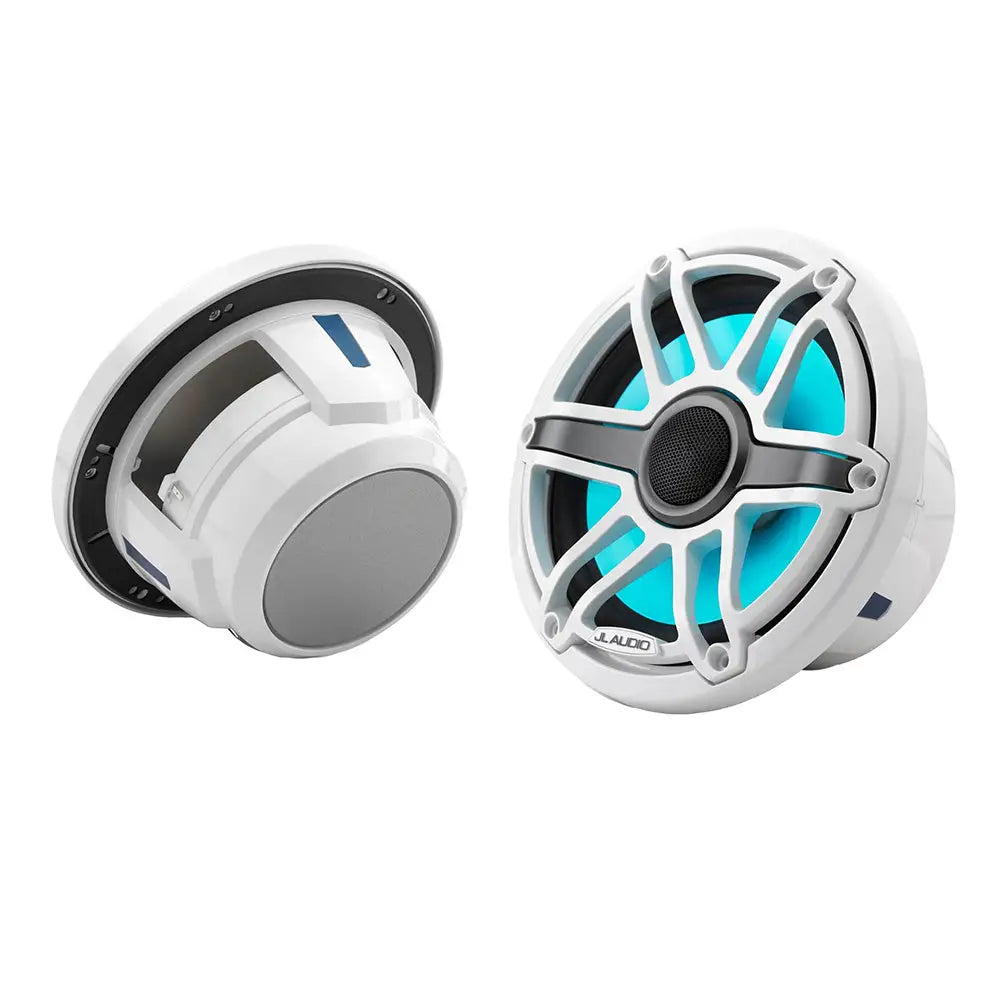 JL Audio M6 Series 7.7’’ Marine Coaxial Speakers w/Gloss White Sport Grille Transflective LED Lighting