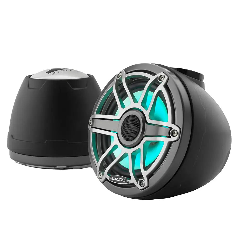 JL Audio M6 VeX Series 6.5’’ Enclosed Coaxial Speakers w/RGB LED Lighting Titanium Sports Grilles