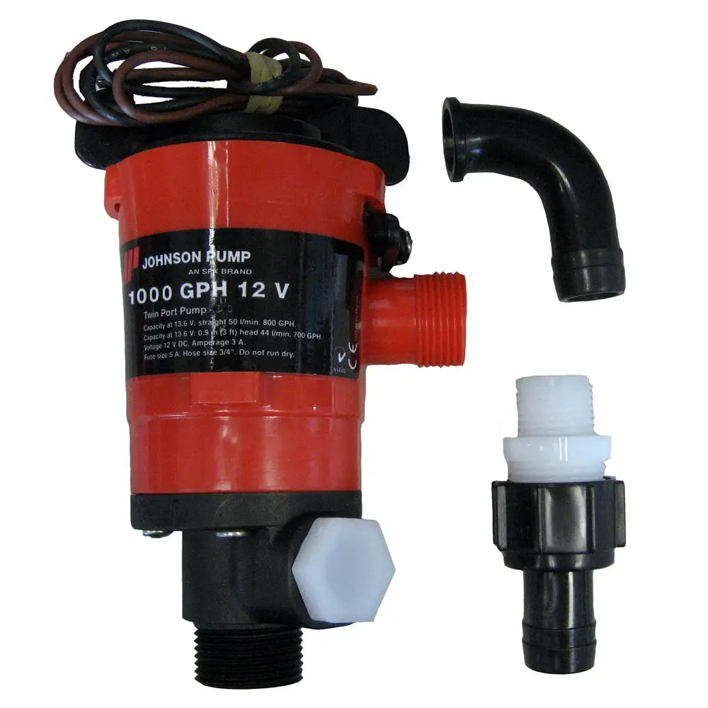 Johnson Pump Twin Port 1000 GPH Livewell Aerating Pump - 12V [48903] - Livewell Pumps
