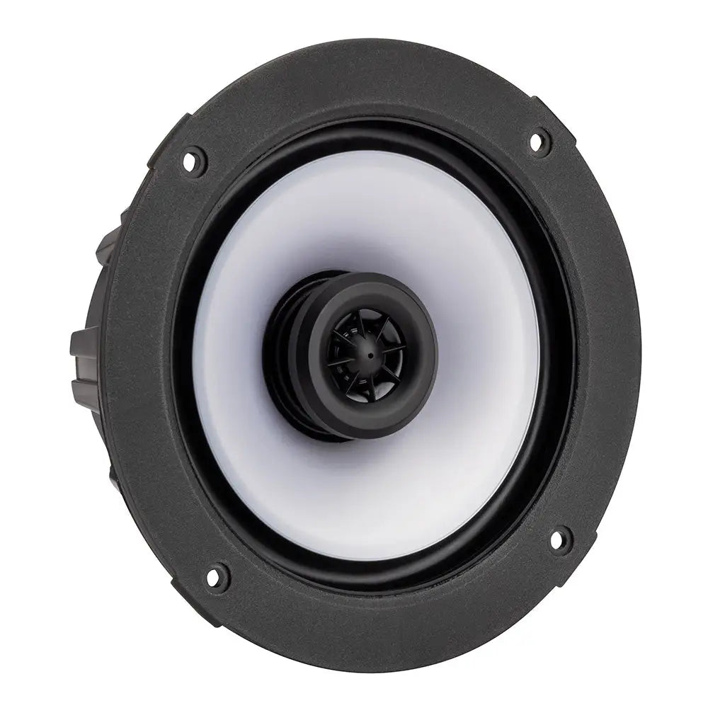 KICKER KM614FL 6.5’’ Low Profile Coaxial Marine Speakers w/RGB Lighting - 4-Ohm White [51KM614FL] - Speakers