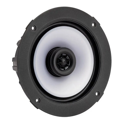 KICKER KM614FL 6.5’’ Low Profile Coaxial Marine Speakers w/RGB Lighting - 4-Ohm White [51KM614FL] - Speakers