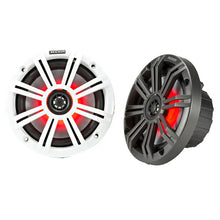 KICKER KM65 6.5’’ LED Marine Coaxial Speakers w/3/4’’ Tweeters - 4-Ohm Charcoal White [45KM654L] - Speakers