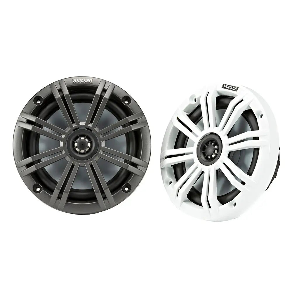 KICKER KM65 6.5’’ Marine Coaxial Speakers w/3/4’’ Tweeters - 4-Ohm Charcoal White [45KM654] - Speakers