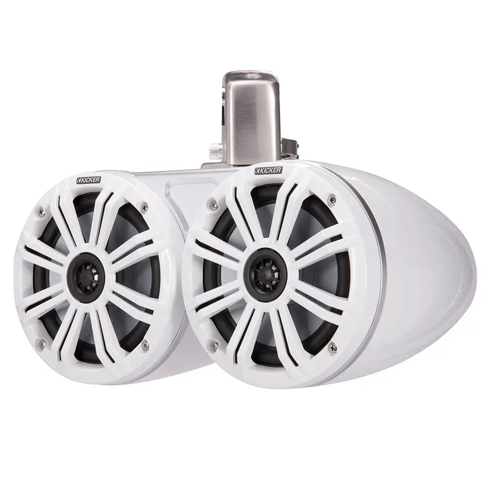 KICKER KMTC65 6.5’’ LED Coaxial Dual Tower System - White w/White Grille [45KMTDC65W] - Speakers - Tower/Soundbars