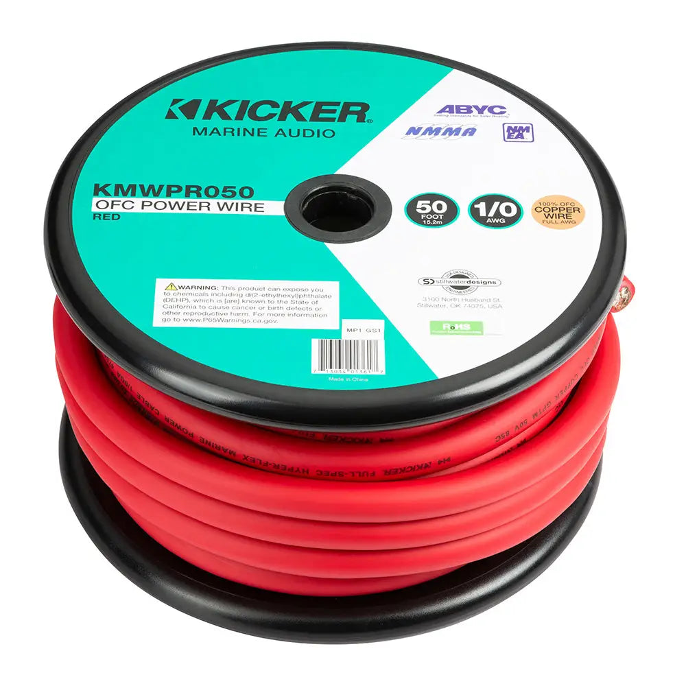 KICKER KMWPR050 50’ 1/0AWG Power Wire - Red [47KMWPR050] - Wire