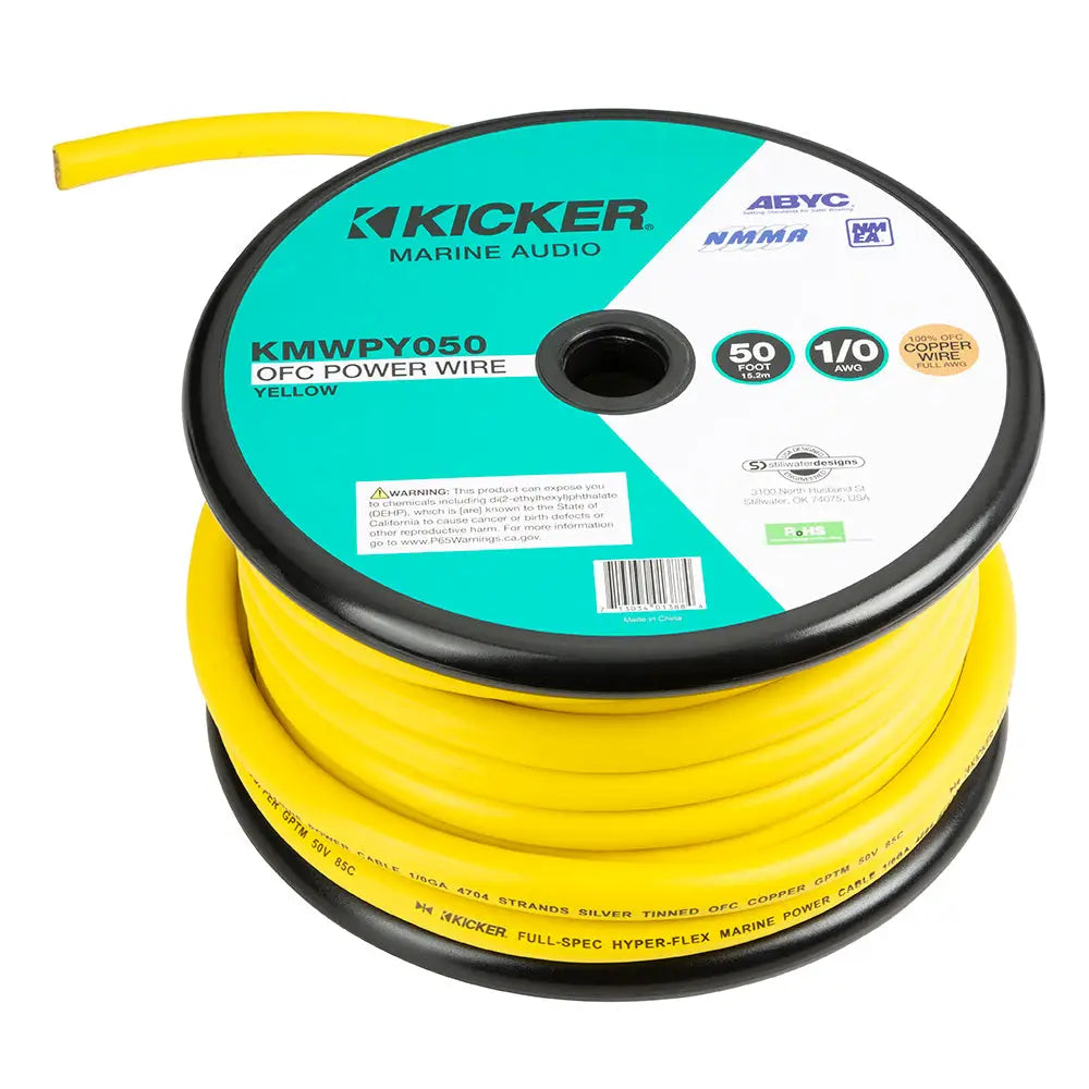 KICKER KMWPY050 50’ 1/0AWG Power Wire - Yellow [47KMWPY050] - Wire