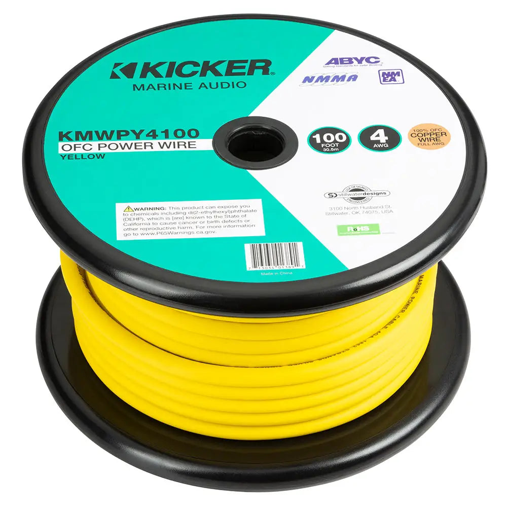 KICKER KMWPY4100 100’ 4AWG Power Wire - Yellow [47KMWPY4100] - Wire