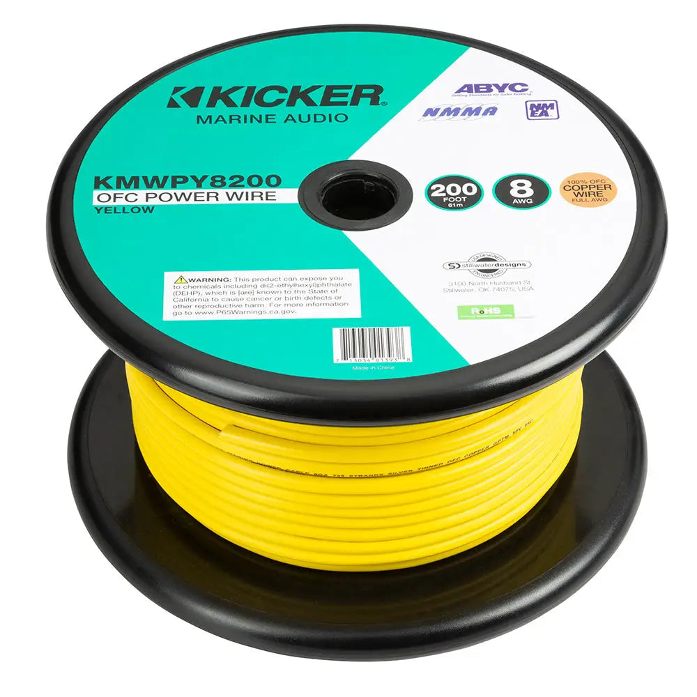 KICKER KMWPY8200 200’ 8AWG Power Wire - Yellow [47KMWPY8200] - Wire