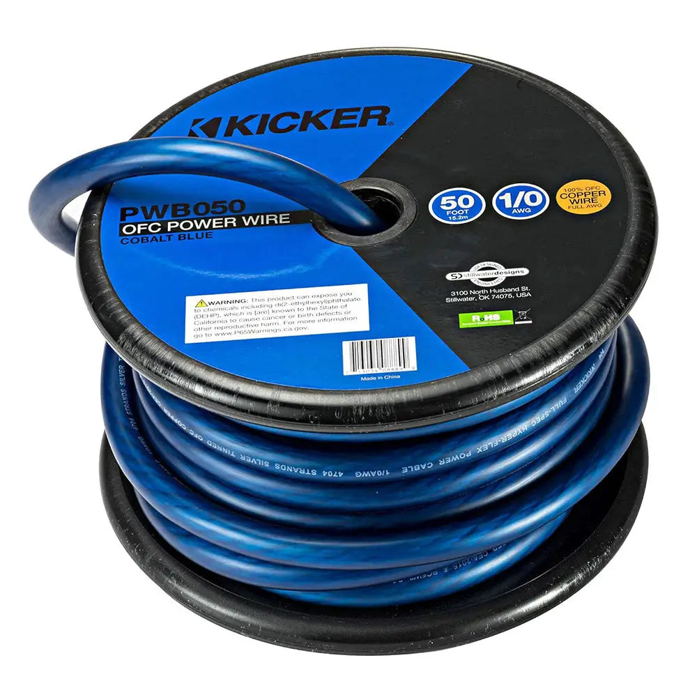KICKER PWB050 50’ 1/0AWG Power Wire - Blue [46PWB050] - Wire
