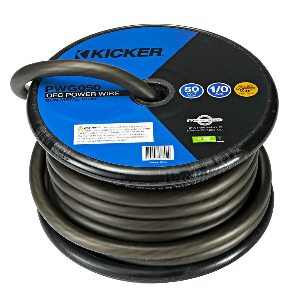 KICKER PWG050 50’ 1/0AWG Power Wire - Grey [46PWG050] - Wire