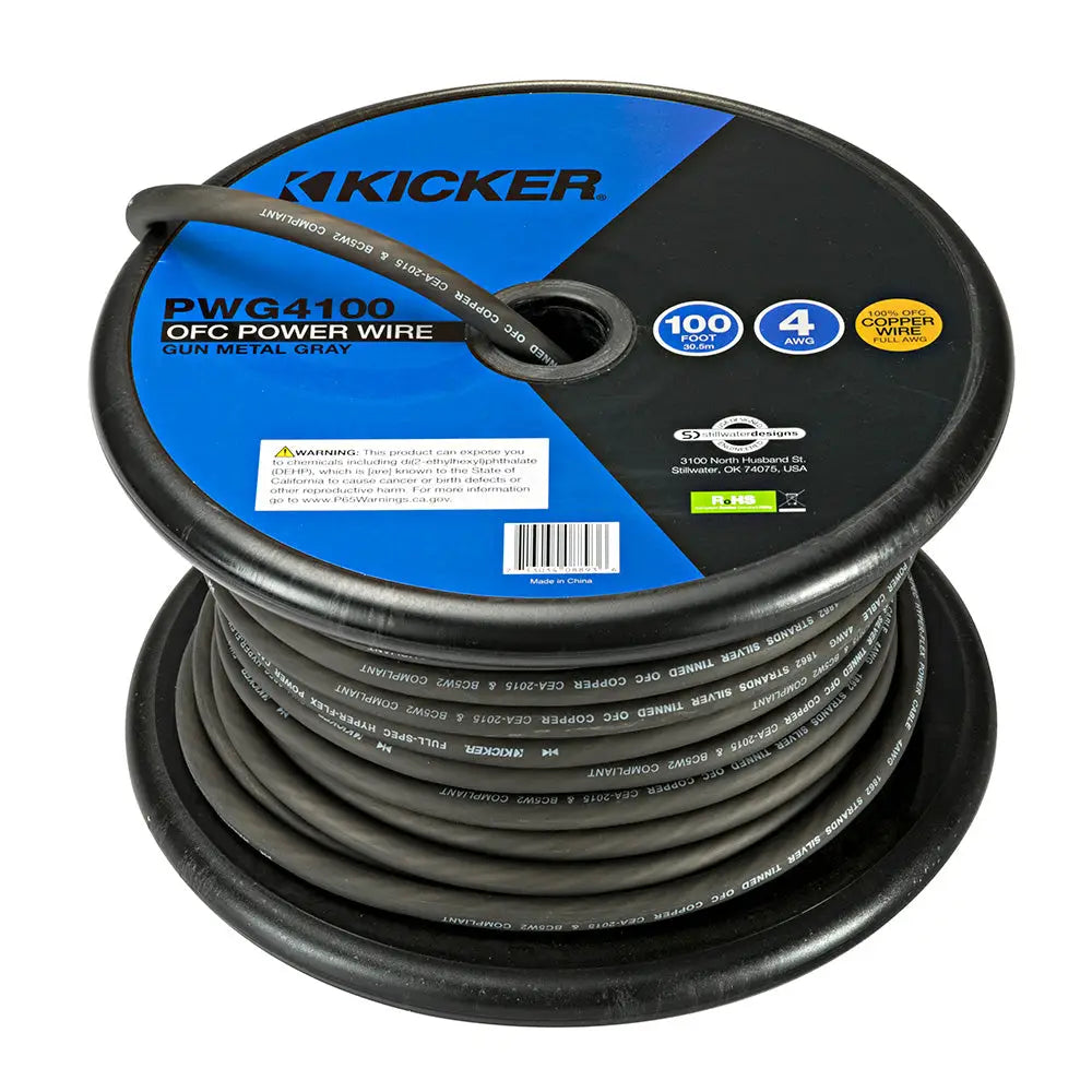 KICKER PWG4100 100’ 4AWG Power Wire - Grey [46PWG4100] - Wire