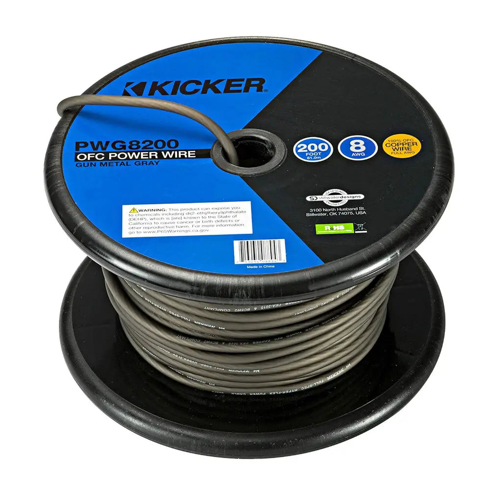 KICKER PWG8200 200’ 8AWG Power Wire - Grey [46PWG8200] - Wire