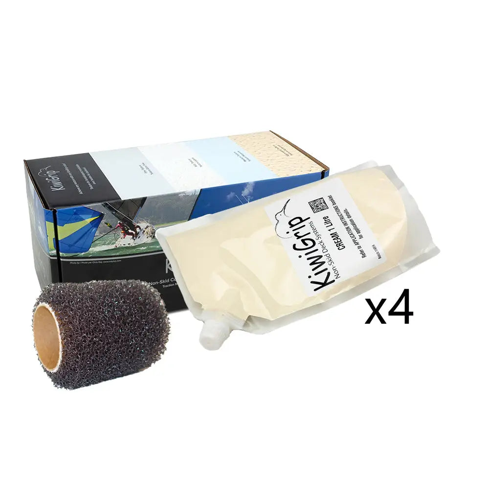 KiwiGrip 4 - 1 Liter Pouches - Cream w/4’’ Roller [KG-4CP-R] - Non-Skid Paint