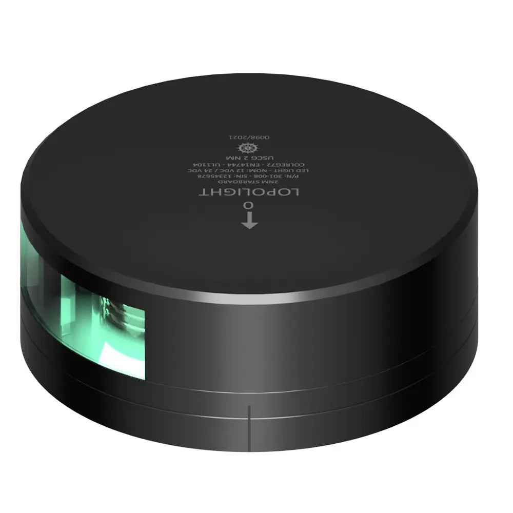 Lopolight Green Starboard Light - 2NM - Black Housing w/FB Base [301-008-FB-B] - Navigation Lights
